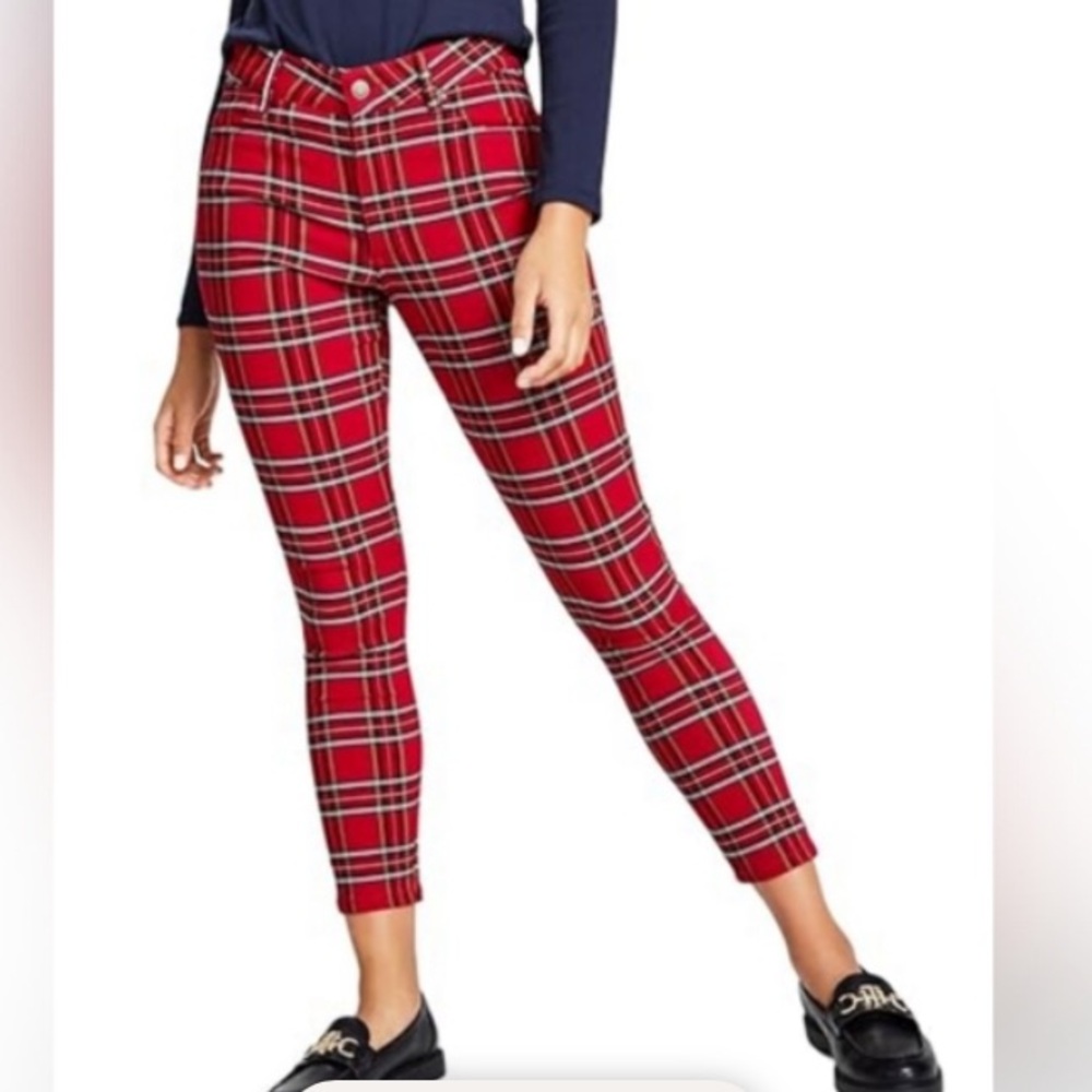 Tommy Hilfiger Women's Printed Pants Casual Red Plaid Ankle Skinny, size 2 - Picture 12 of 12